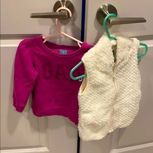 2T baby Gap vest and sweatshirt
